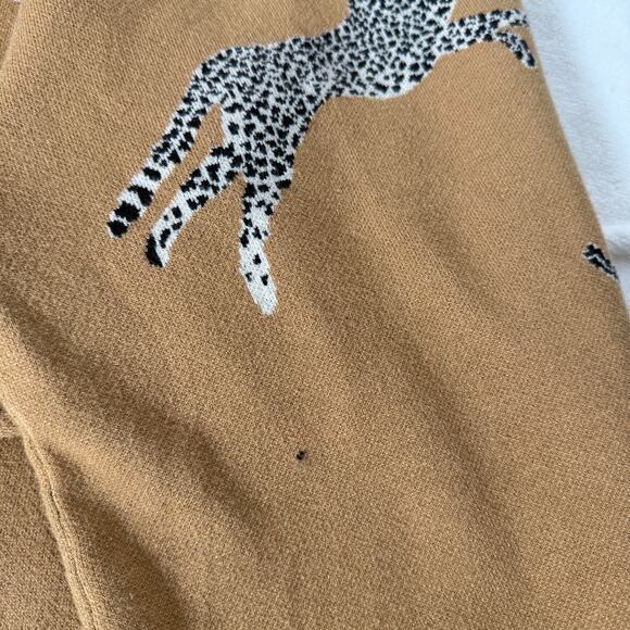 Entro Cheetah Print Mock Neck Oversized Cozy Knit Sweater Tan Drop Shoulder M - Picture 6 of 15